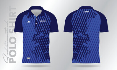 blue polo jersey mockup template design for soccer, football, badminton, tennis, or sport uniform