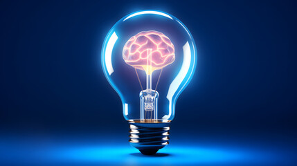 Creative idea concept with light bulb and brain