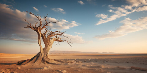 Amazing landscape of a dry tree in the desert