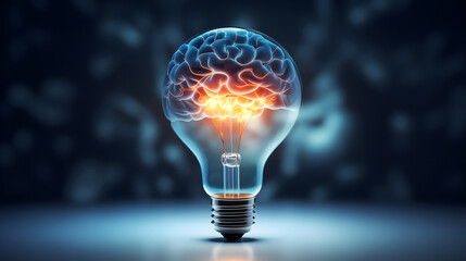 Idea concept with light bulb and brain - obrazy, fototapety, plakaty