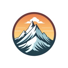 Mountain sticker logo design. Isolated on white. Ai Generative