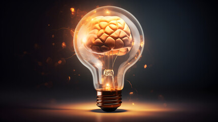 Concept of idea with light bulb and brain
