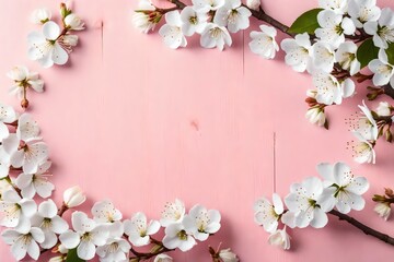 pink cherry blossom on wooden background