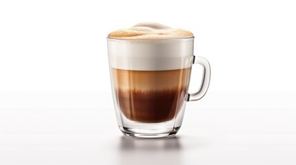 Morning Boost: A Single Glass of Lungo Coffee to Start Your Day - Isolated on White Background