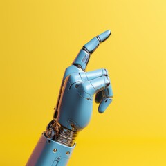 Blue Robot Hand Directs the Way Forward - obrazy, fototapety, plakaty