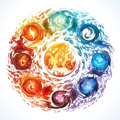 Pokemon Elements in a Circular Design on White Background - A Captivating Visual Treat!