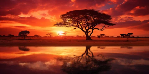 Wandcirkels tuinposter Amazing landscape of Sunset in Africa © AhmadSoleh