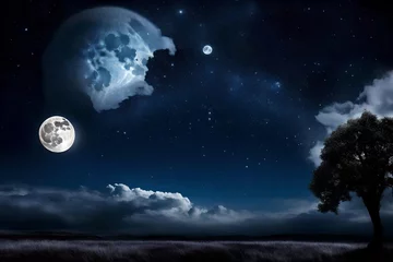 Crédence de cuisine en verre imprimé Pleine Lune arbre moon over the moon