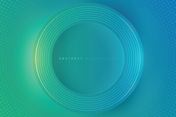 vector abstract background of green blue gradient circle shape with realistic neon lines and modern dot texture