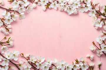 pink cherry blossom on wooden background
