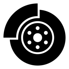 Car brake disk part gear system icon black color vector illustration image flat style - obrazy, fototapety, plakaty