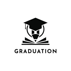 Smart Graduation logo with toga hat, pencil and book symbols