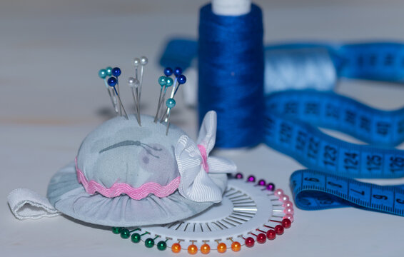 sewing tools, hobby and creativity