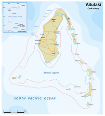 Vector map of Aitutaki Island, Cook Islands