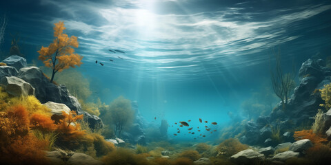 Fototapeta premium Amazing landscape of under water scenery