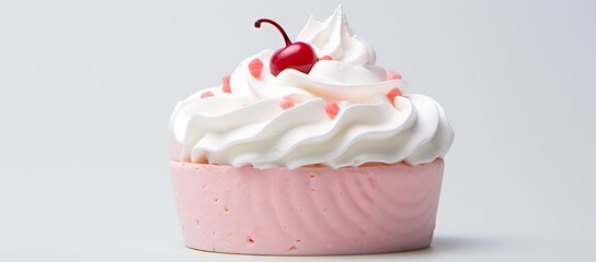 Delicious Delights: A Tempting Cupcake with Whipped Cream and a Juicy Cherry Created With Generative AI Technology