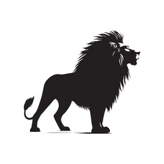 Bold and Defined Lion Silhouette in Upright Posture
