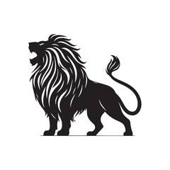 Graceful Lion Silhouette in Serene Upright Pose