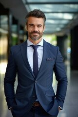 portrait of middle aged business man in suit.