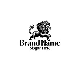  Lion logo template hand drawn black and white