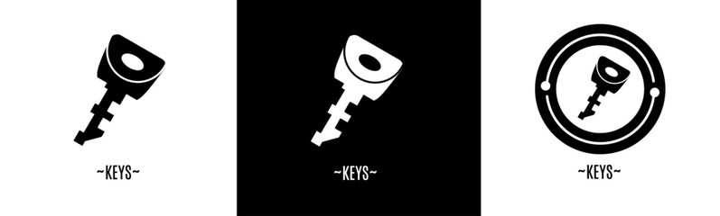 Keys logo set. Collection of black and white logos for business and stock.