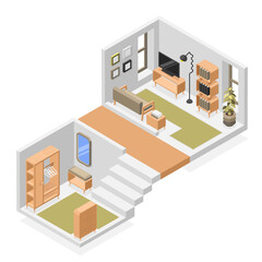 Isometric rooms illustration