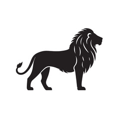 Lion's Silhouette: Elegance in Upright Stance
