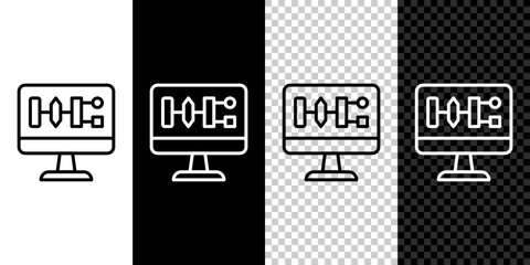 Set line Algorithm icon isolated on black and white, transparent background. Algorithm symbol design from Artificial Intelligence collection. Vector