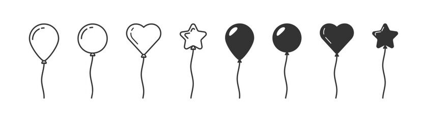 Party balloons. Balloon icon set. Bunch of party balloons. Vector illustration.