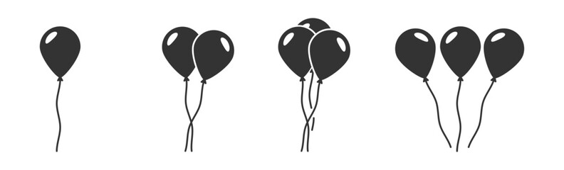 Party balloons. Balloon icon set. Bunch of party balloons. Vector illustration. - obrazy, fototapety, plakaty