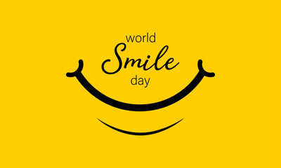 world smile day template on yellow background, flat style vector poster design.