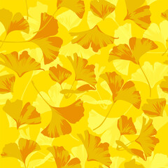 A seamless pattern of Golden Ginkgo leaves. vector illustration.