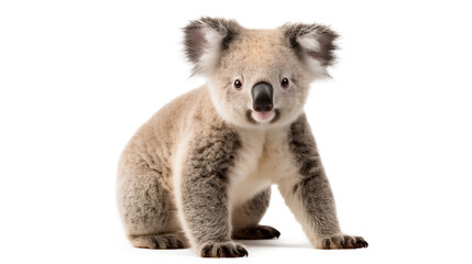 koala sitting on a tree branch isolated on a transparent background, Generative AI