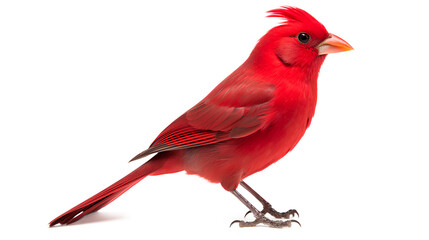 Naklejka premium Red cardinal on a white background, A Stunning Northern Cardinal isolated on a transparent background, Generative AI