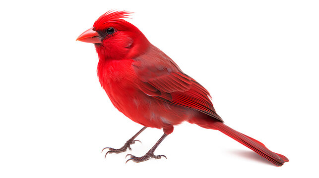Red cardinal on a white background, A Stunning Northern Cardinal isolated on a transparent background, Generative AI