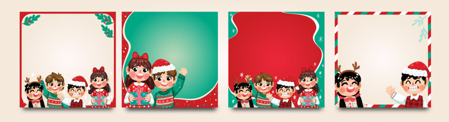 paquete de plantillas para redes sociales navidad infantil, editable