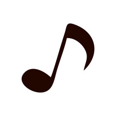 Music note icon. Vector illustration flat design. Musical and Sound concept. Clip art for logo Design, T-shirt print. Black and white element isolated on white.