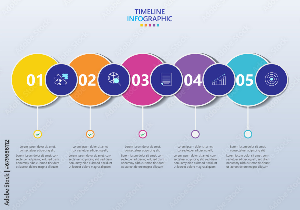 Poster infographic template for business. modern timeline infograph with 5 steps.