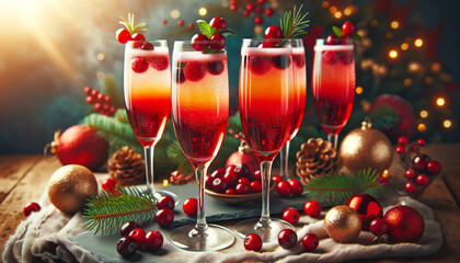 christmas still life with champagne