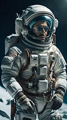 Fototapeta premium A man astronaut in the deep space