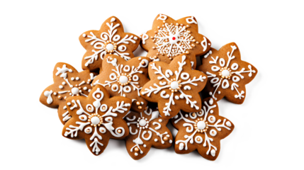 Christmas decoration on white, Christmas gingerbread cookies on a transparent background, Generative AI