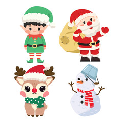 Collection of Christmas characters cartoon