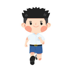 Kid boy studenta Running children cartoon