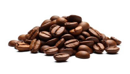 Coffee beans isolated on white, coffee beans isolated on transparent background, Generative AI