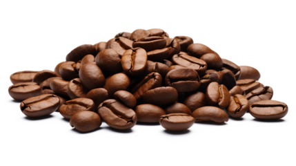 Coffee beans isolated on white, coffee beans isolated on transparent background, Generative AI