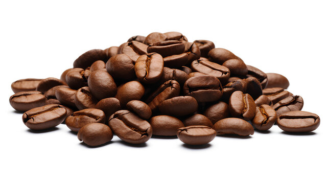 Coffee beans isolated on white, coffee beans isolated on transparent background, Generative AI