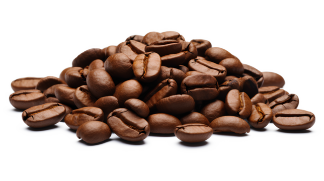 Coffee beans isolated on white, coffee beans isolated on transparent background, Generative AI