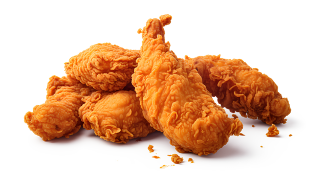 Chicken legs, Crispy fried chicken isolated on a transparent background, Generative AI