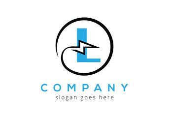 Letter L  lighting thunder bolt Logo Design Vector Template.