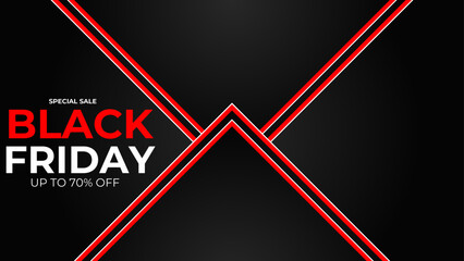 Black Friday typography banner. Black Friday linear typography text illustration isolated on black background. Modern Design template for Black Friday sale. vector illustration